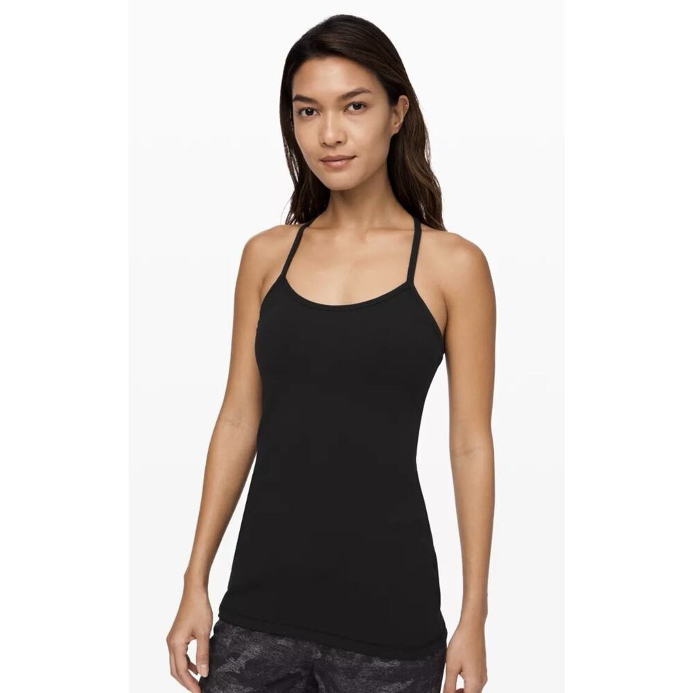 Lululemon Black Racerback Tank Top Built In Bra Athletic Yoga Womens M Size MFit